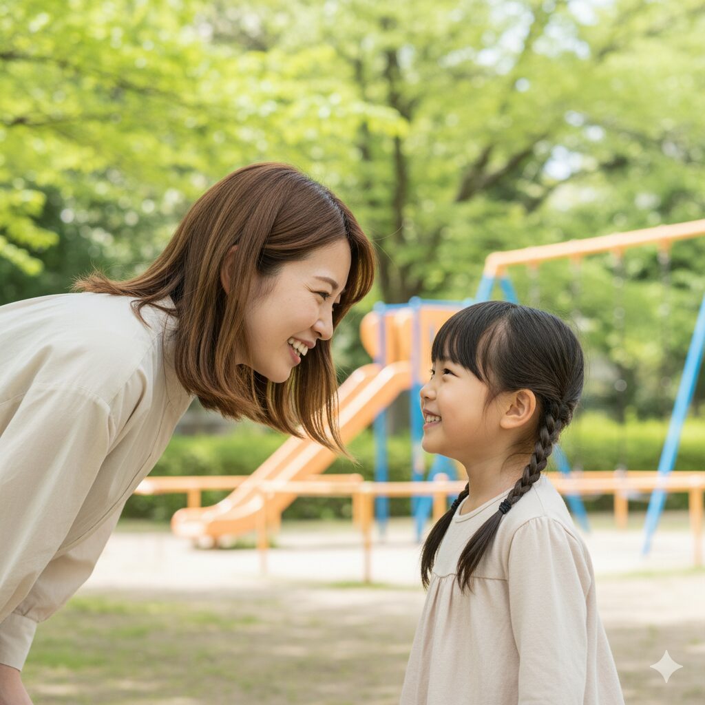 モテる女性　子どもと話す