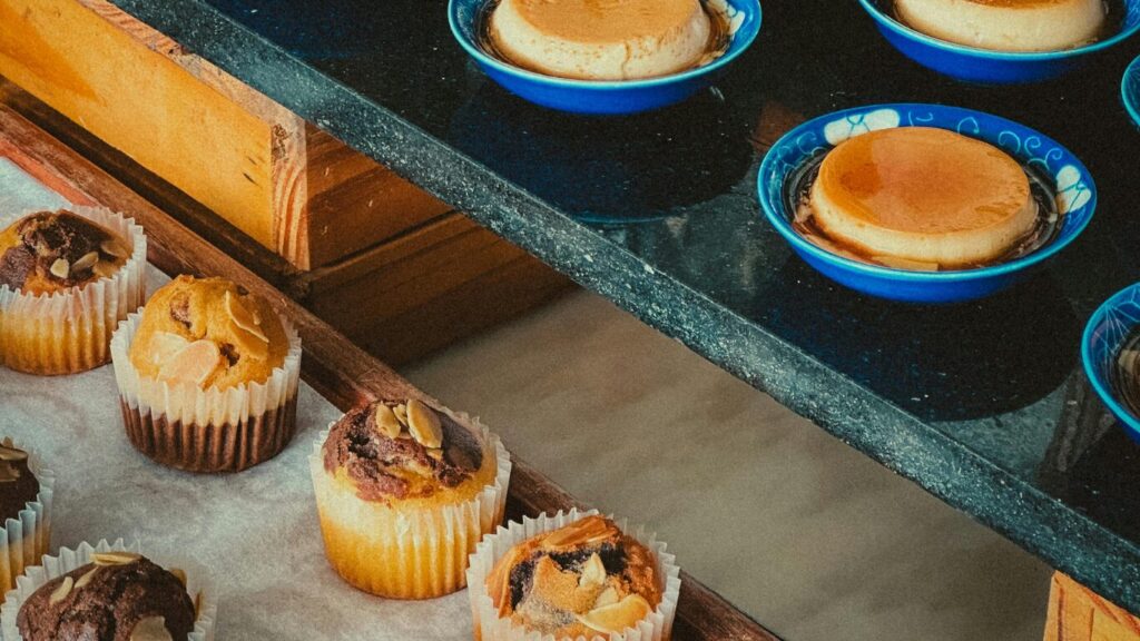 プリン、カップケーキ