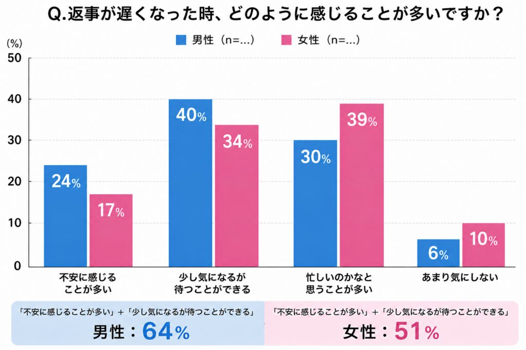 グラフ　Q. 返事が遅くなった時、どのように感じることが多いですか？